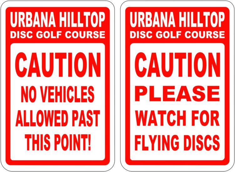Flying Disc Warning Sign by Chain Reaction Disc Golf