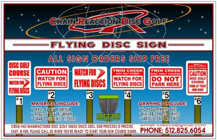 Chain Reaction Disc Golf's Disc Golf Flying Disc Sign.