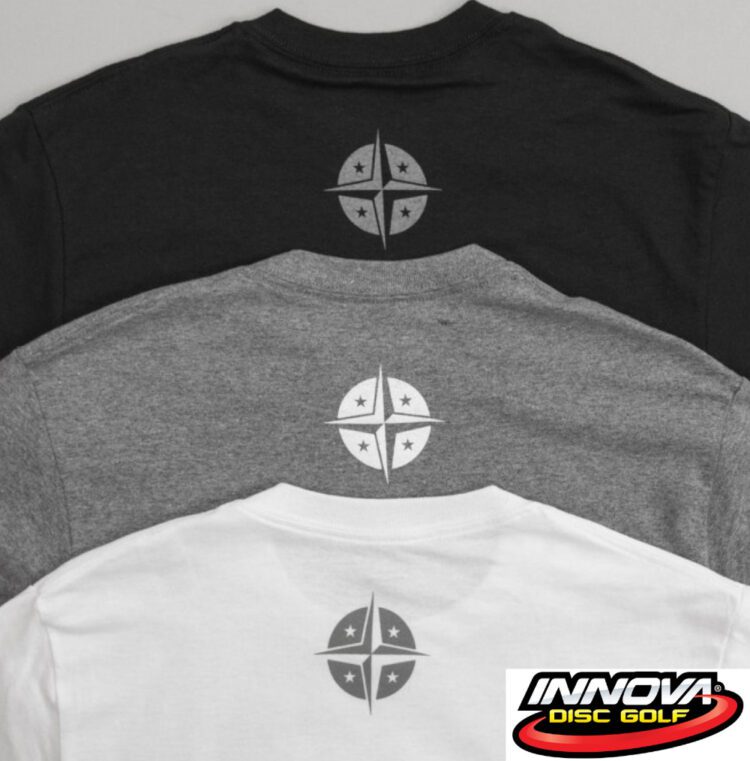 Innova Logo Tee Shirt Black, White, & Grey back logo