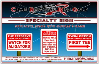 Chain Reaction Disc Golf's Disc Golf Drop Specialty Sign Feature Banner.