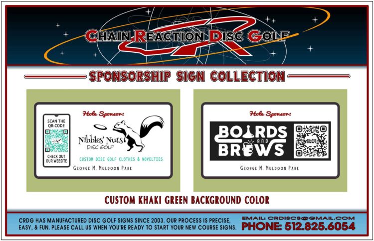Chain Reaction Disc Golf's Disc Golf Sponsor Sign Feature-2 Banner.
