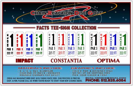Chain Reaction Disc Golf Facts Tee Sign Feature-1