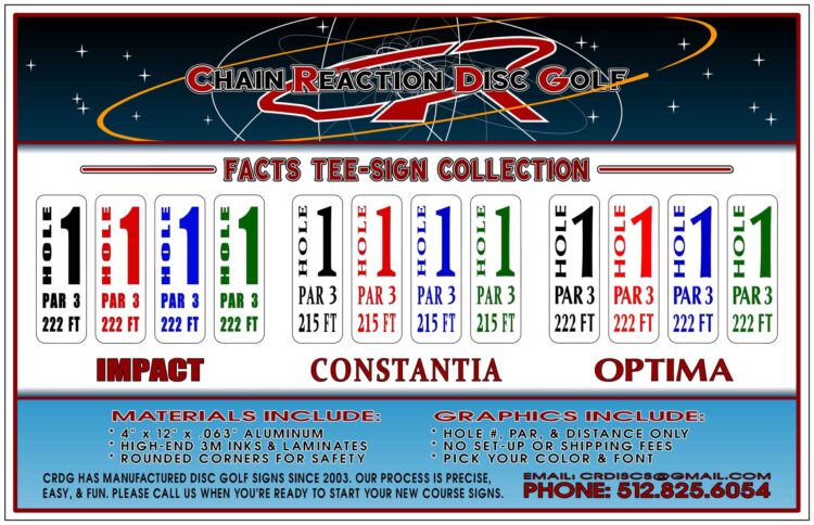 Chain Reaction Disc Golf Facts Tee Sign Feature-1