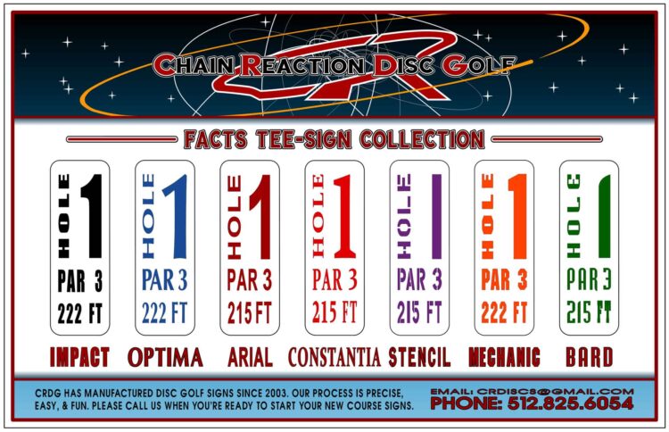 Chain Reaction Disc Golf Facts Tee Sign Feature-2